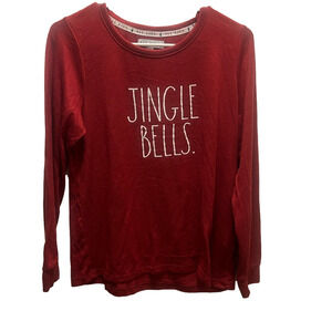 Rae Dunn |Festive Holiday Sweater|Red Jingle Bells Sweatshirt|Size Medium|EUC